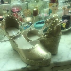 Espadrille rope wedges in rose gold